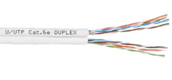 U/UTP 2x4PR 24 AWG Cat.5e Duplex представляет собой дуплексную конструкцию из двух кабелей по 4 пары. 