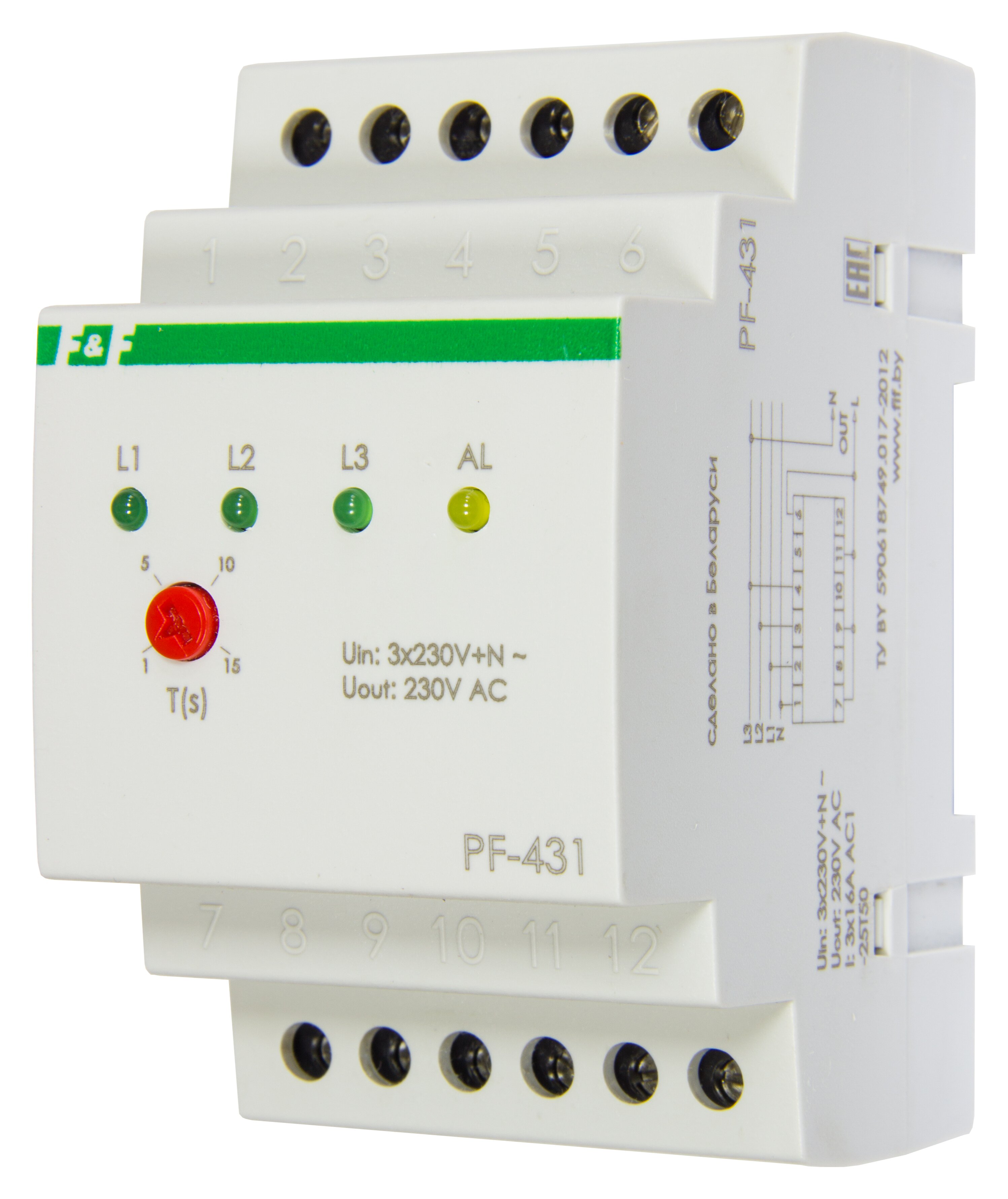 Переключатель  фаз PF-431 предназначен для повышения надежности питания однофазных потребителей, контролирует напряжение и подключает фазу, которая соответствует заданным параметрам.